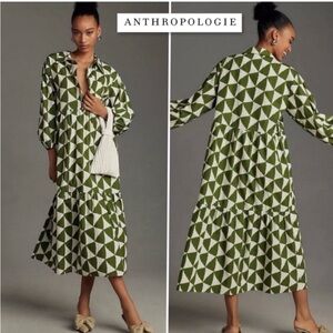 Anthropologie The Bettina Tiered Shirt Dress by Maeve XL